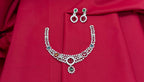 Silver Polish multi AD Studded Short Necklace