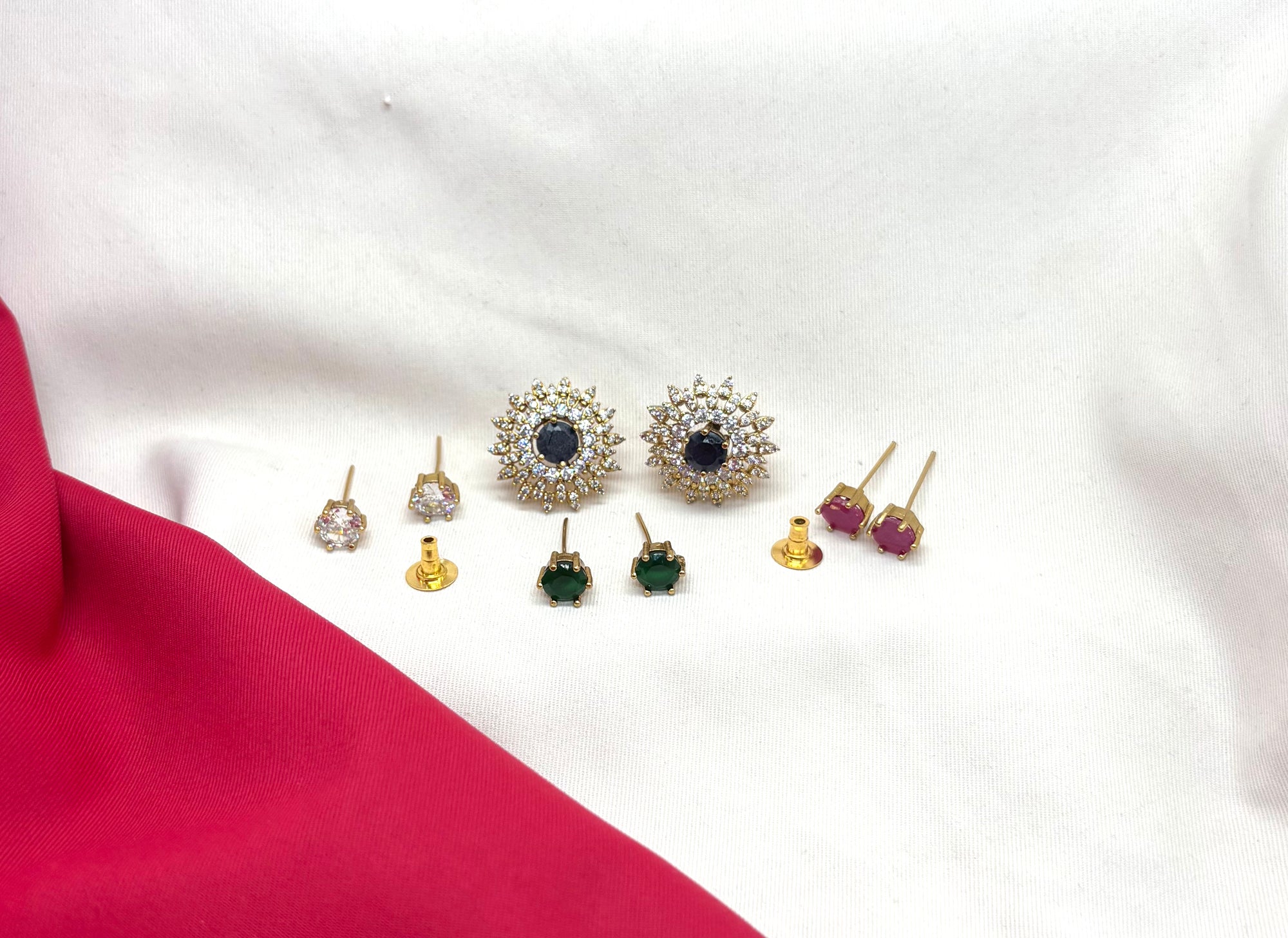 Changeable Stone Flower Design Earrings