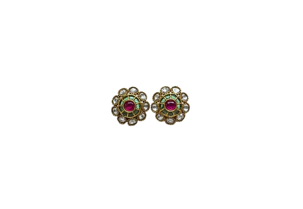 Matte finish multi stones studs earring