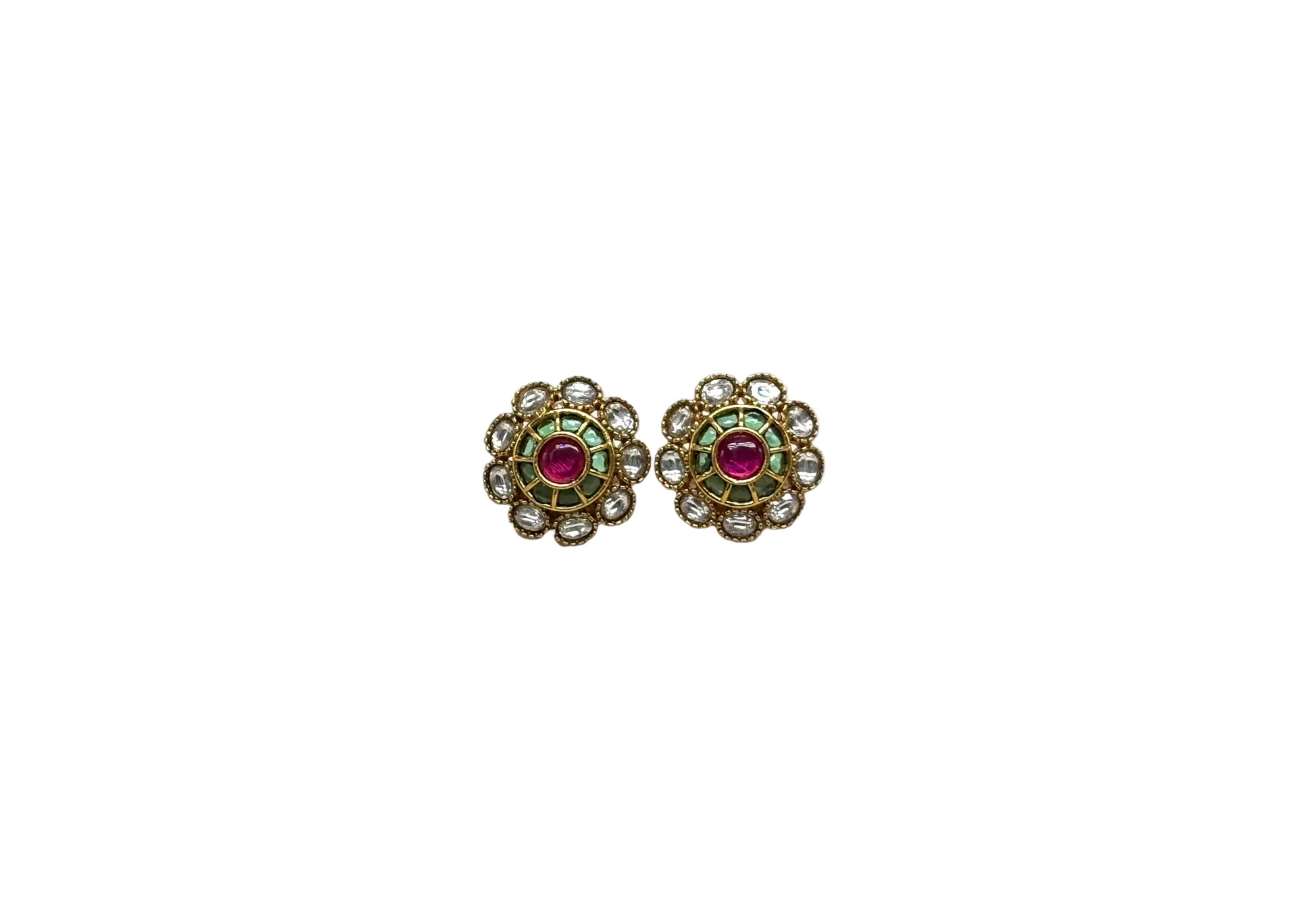 Matte finish multi stones studs earring