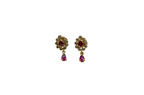 Matte finishing floral design with pink stones earring