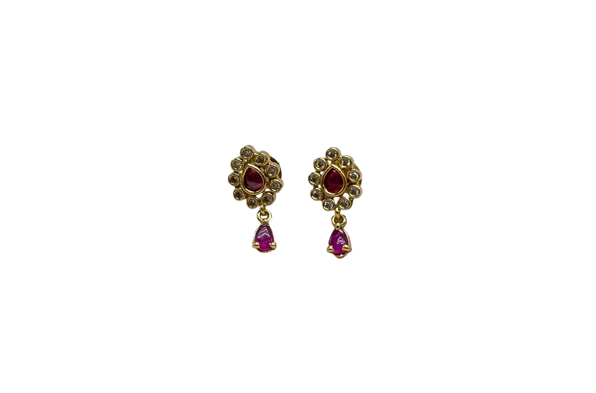 Matte finishing floral design with pink stones earring