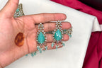 Victorian finishing uncut diamond with sea green stones (Choker)Necklace