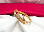 Pure panchaloham with Red stones flower design with American Diamond Bangles