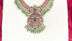 Premium Jadau Kundan Peacock Floral design with Mintgreen Beads Short Necklace
