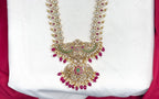 Premium Jadau Kundan Mango Design with Red Beads Long Haram Necklace