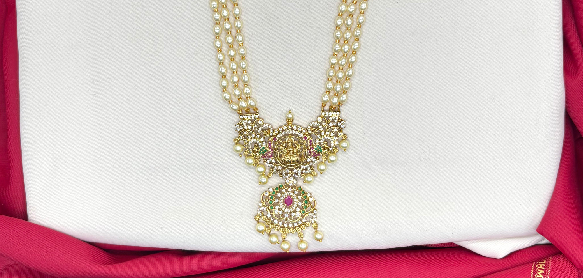 Premium Layered peacock design with Rice pearls Rani Haram