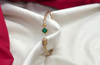 panchaloham Green stone open-front cuff Kada