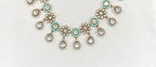 Premium Moissanite Stones floral design Mint-Green circle finish Short Necklace