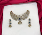 Victorian finishing American Diamonds with Blue stones Choker