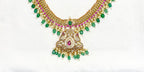 Matte finishing peacock design with Green beads Mango Short Necklace
