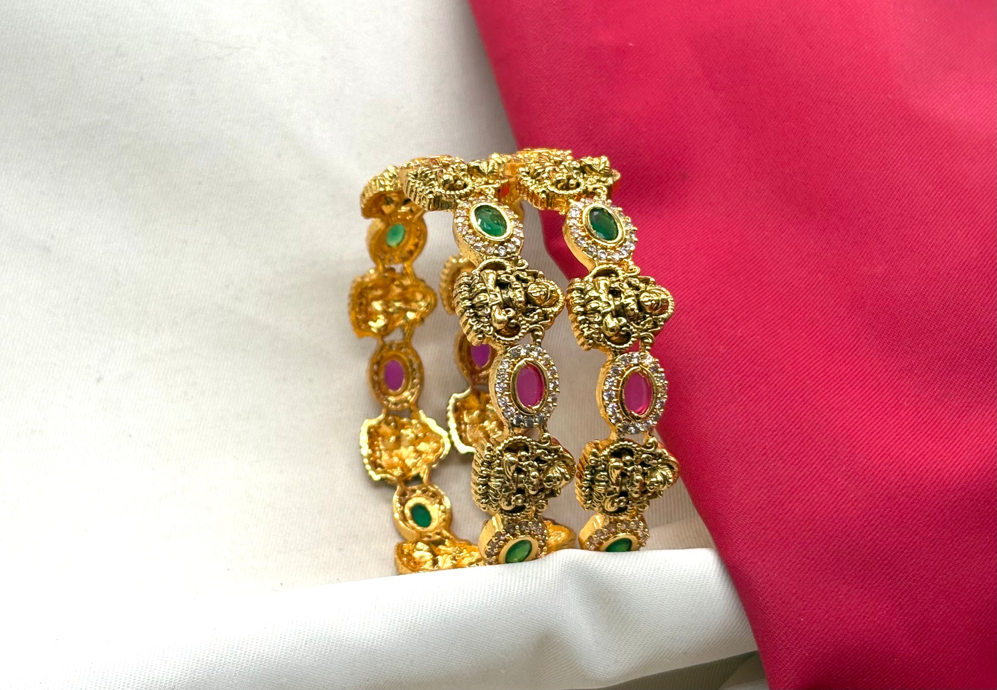 Matte finishing Lord Lakshmi with Multi-Stones Bangle