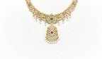 Matte finishing peacock design with White pearls Short Necklace