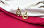 Matte finishing Ad stone pearls chandbali earrings.