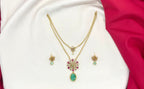 Matte finishing Flower design with Mint-Green Short Necklace