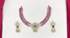 cubic zirconia (American diamond) with pink & emerald-green stone Kanti