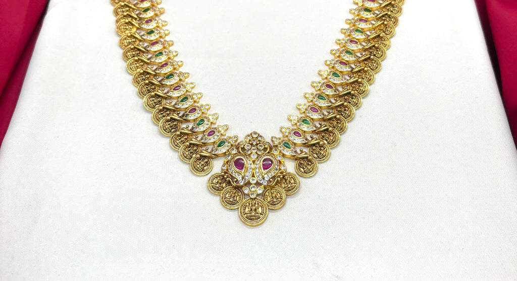 Jadau kundan Stone-Studded With lord Lakshmi Long Necklace