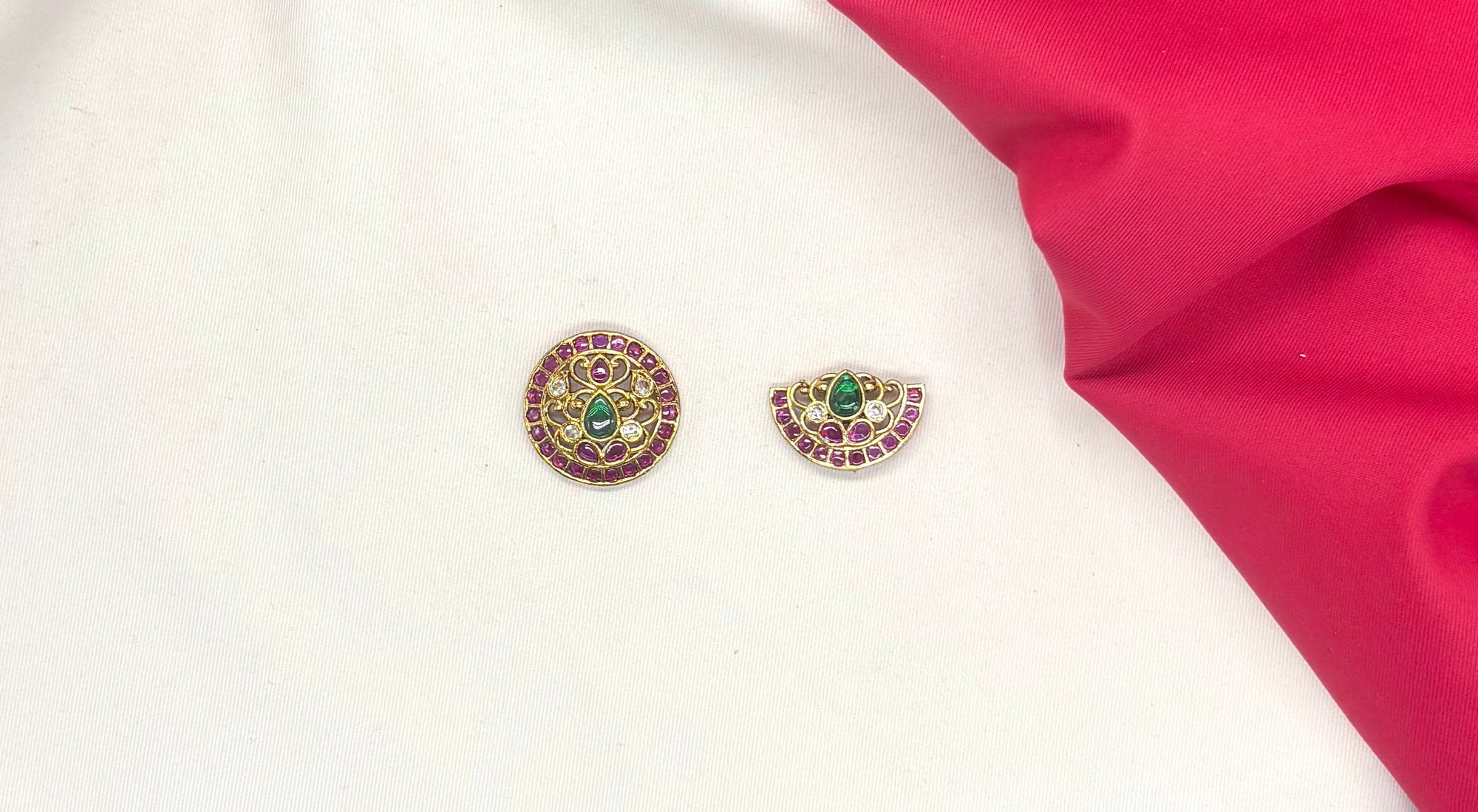 Hair Jadau Kundan Suryudu-Chandrudu Green Stone