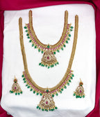 Matte finishing peacock design with Green beads Mango Combo-Set Necklace