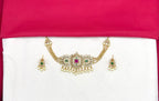 Matte finishing Ad stones with white pearls with pink and green stones Choker