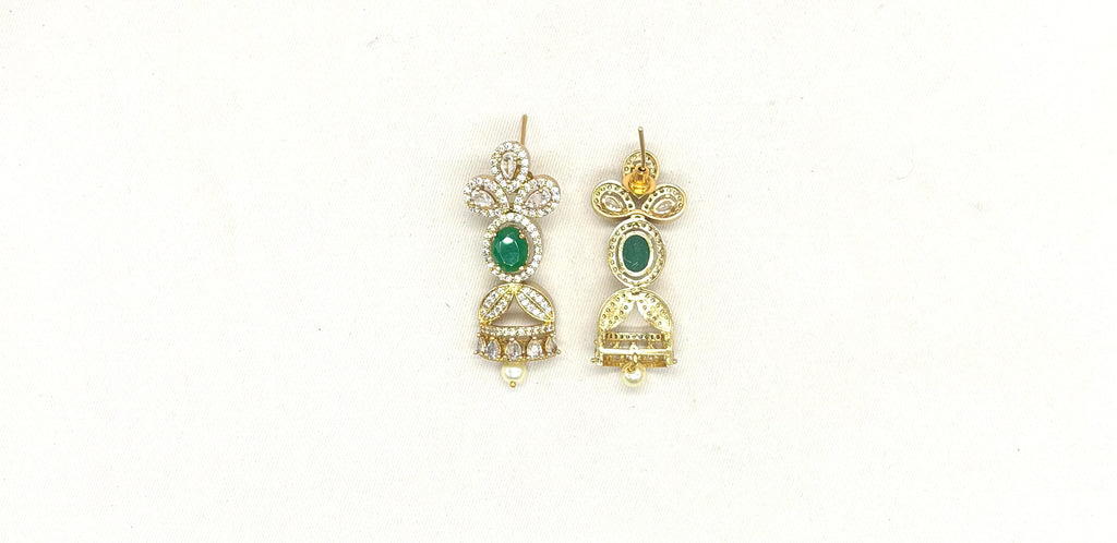 cubic zirconia (American diamond) with pink & emerald-green stone Kanti