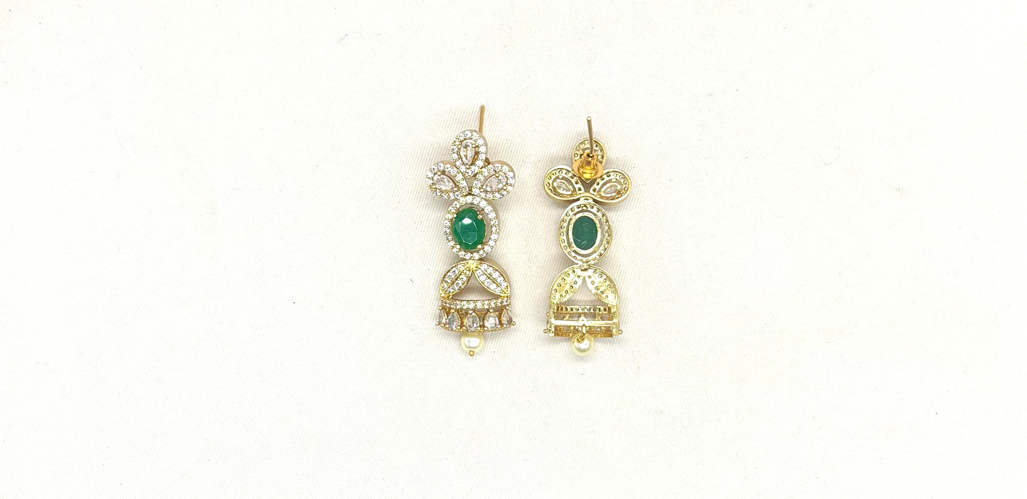 cubic zirconia (American diamond) with pink & emerald-green stone Kanti