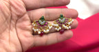 Jadau Kundan with white pearls and Red drop Earring