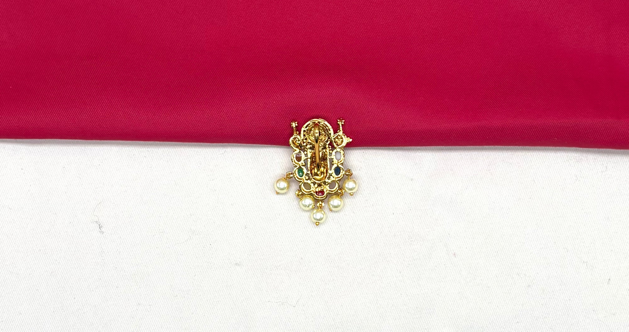 Matte finishing Lord Venkateshwara Pendant with multi stones Locket
