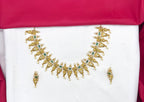 Matte finishing Elephant with leaf finishing design and white pearls Short Necklace