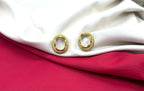 Vintage white Moissanite Stone carved gold-tone clip-on earring