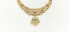 Matte finishing Floral design with Ad stones finish short Necklace