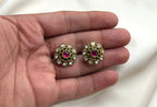 Matte finish multi stones studs earring