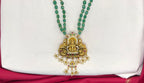 Premium Layered Lord Lakshmi design pendent Green stones Rani-Haram