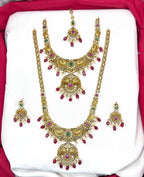 Matte finishing flower design with Ad stone & Red Beads combo-set