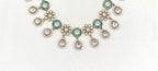 Premium Moissanite Stones floral design Green circle finish Short Necklace