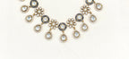 Premium Moissanite Stones floral design Black circle finish Short Necklace