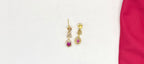 Matte finishing Floral Zircon & Ad Stones pink Short Necklace