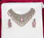 Victorian finishing uncut diamond with baby pink stones (Choker)Necklace