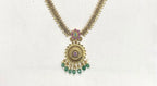 Nakshi Finishing floral design with Green Beads Short Necklace