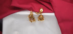 Matte finish American Diamond stones and pearls Bird design Jhumka Earrings