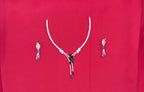 Silver American Diamonds stones deep purple teardrop and floral-shaped stones Short Necklace