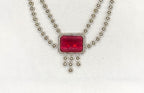 Victorian finishing emerald Red stones and intricate American Diamond Necklace