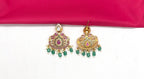 Premium Jadau kundan with floral finish and Green beads Short Necklace