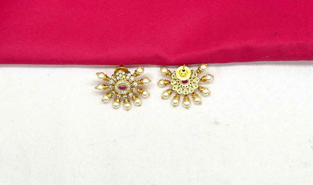 Matte finishing with pink stones Kanti Necklace