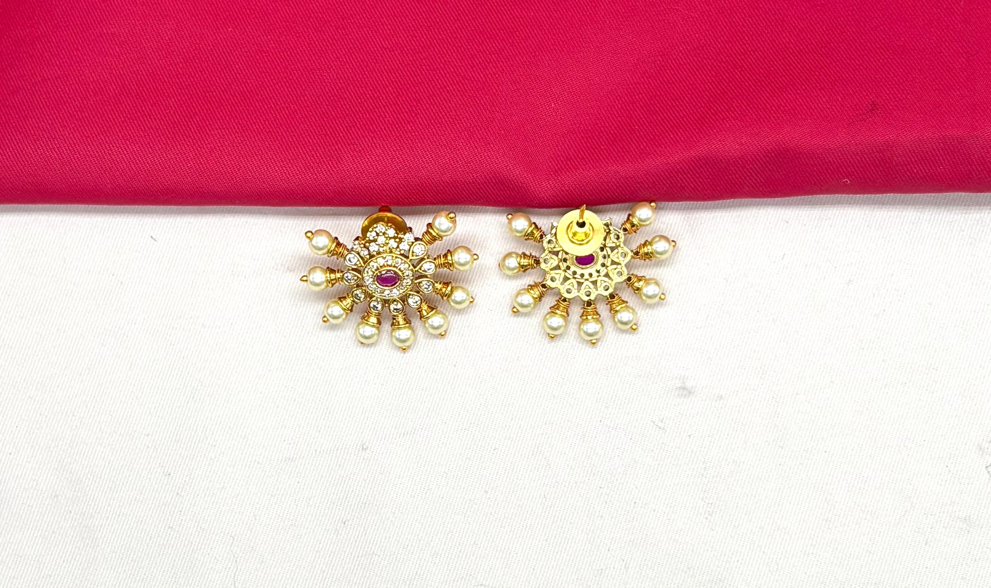 Matte finishing with pink stones Kanti Necklace