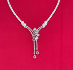 Silver American Diamonds stones deep White teardrop and floral-shaped stones Short Necklace
