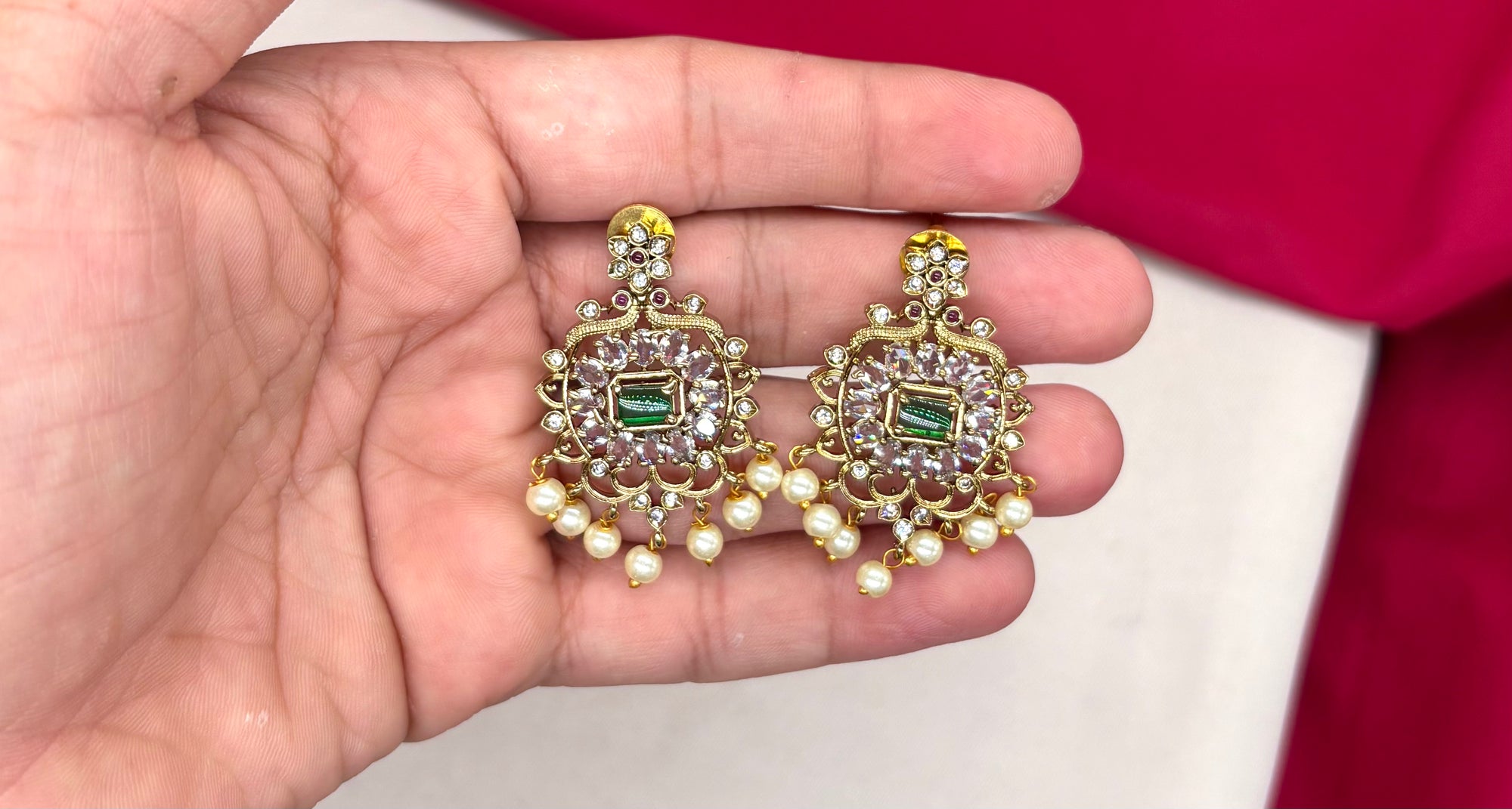 Matte finishing Pink Kempu stones Short Kanti Necklace