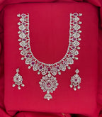 Ad Stones Silver Detachable With Pink stones Long Haram