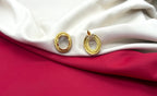 Vintage white Moissanite Stone carved gold-tone clip-on earring