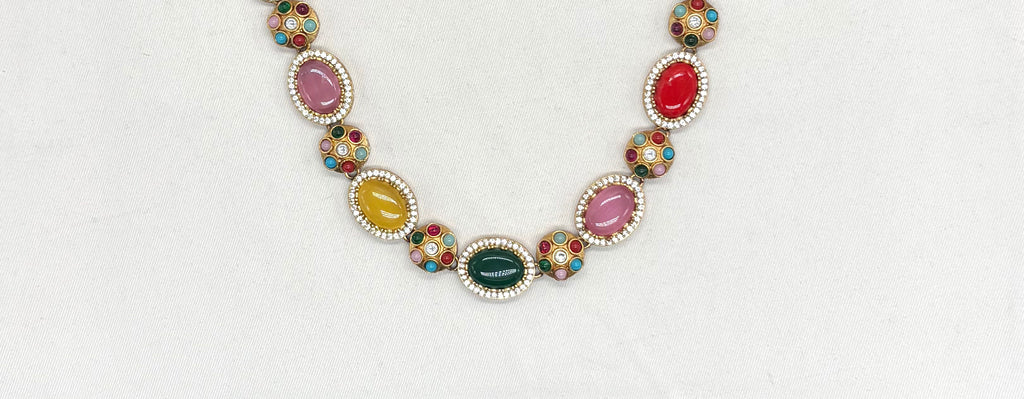 Premium Multi Color Moissanite Stones Short Necklace